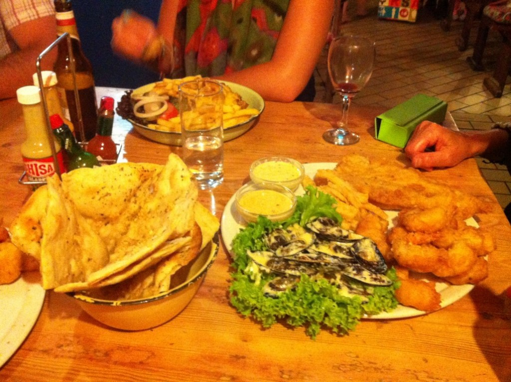 Abendessen Seafood-Platter in Chintsa